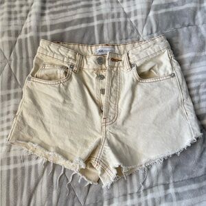 Zara Off-White Jean Shorts